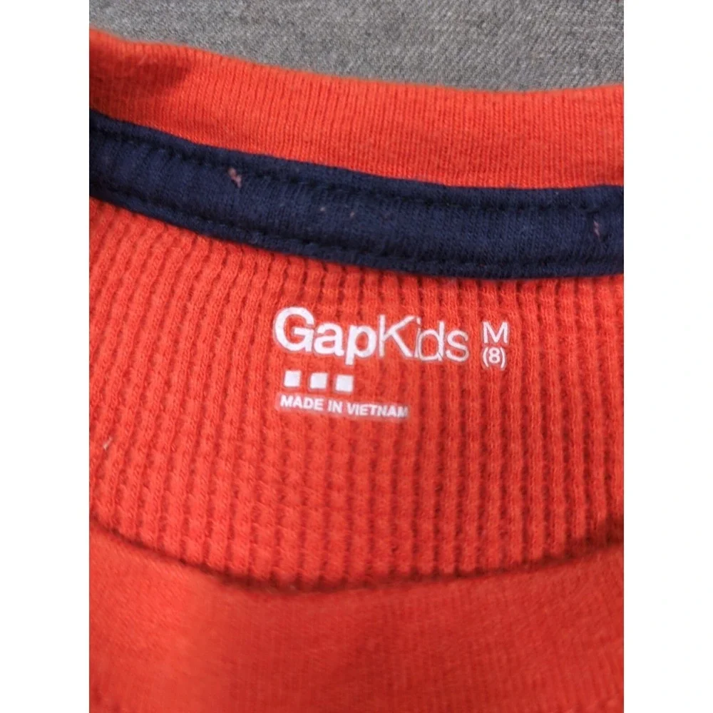 GAP Kids Orange Black All Skills Not Luck Hockey Sweater Long Sleeve Size M (8)‎